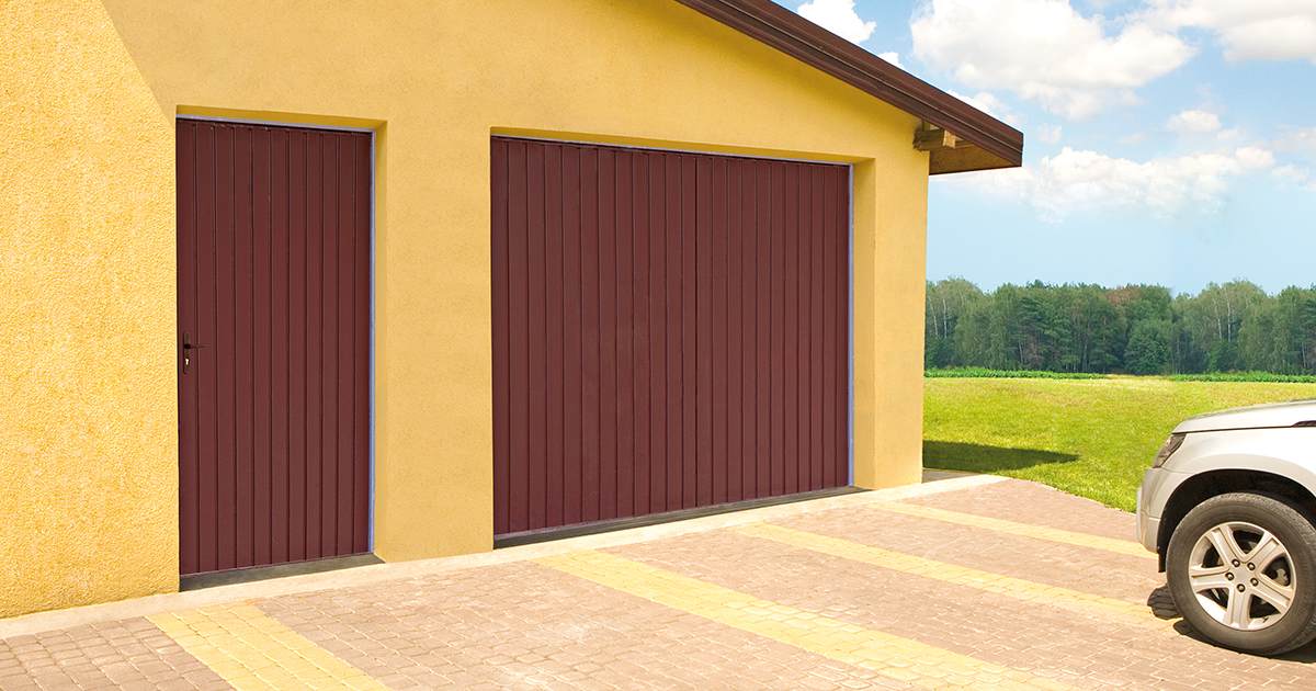 One piece garage door color sepia brown
